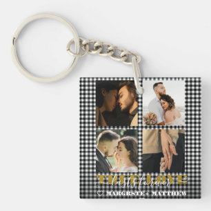Romantic Couple True Love 4 Photo & Quote Key Ring
