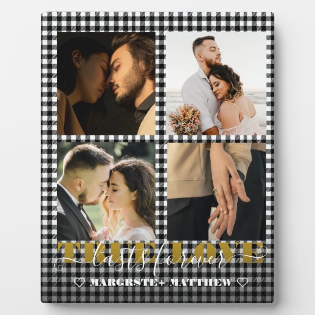 Romantic Couple True Love 4 Photo & Quote  Plaque (Front)