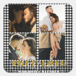 Romantic Couple True Love 4 Photo & Quote Square Sticker