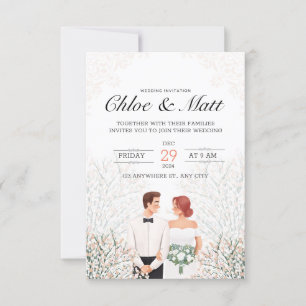 Romantic Couple Typography Wedding Invitation