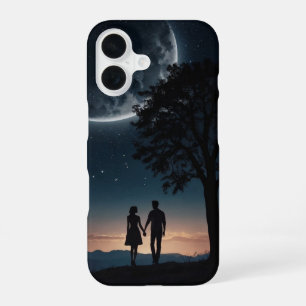 Romantic Couple Under Moon iPhone 16 Case