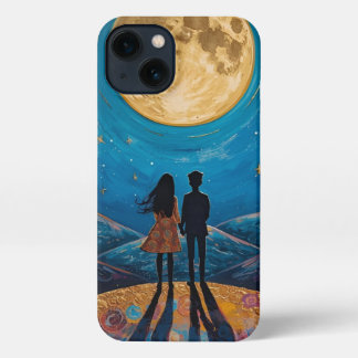 Romantic Couple Under Moonlight Aesthetic iPhone C iPhone 13 Case