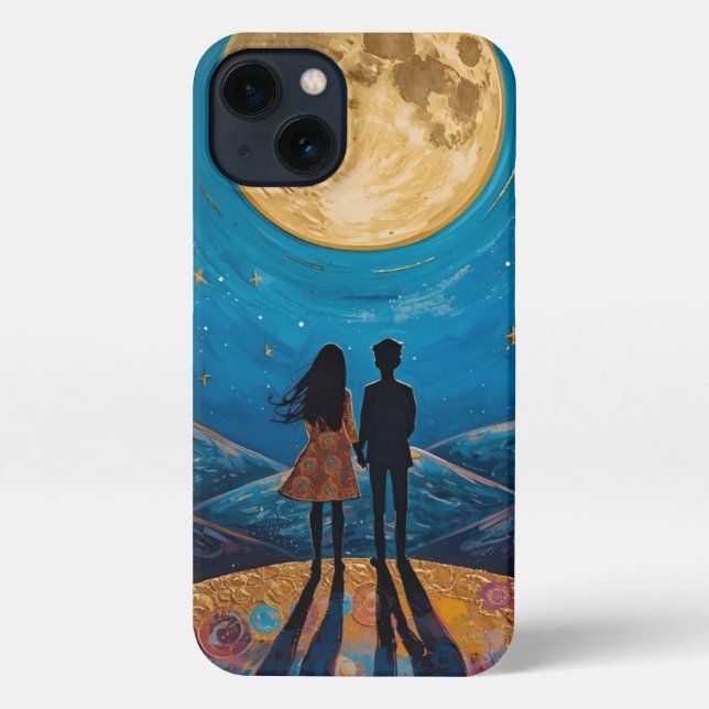 Romantic Couple Under Moonlight Aesthetic iPhone C iPhone Case (Back)
