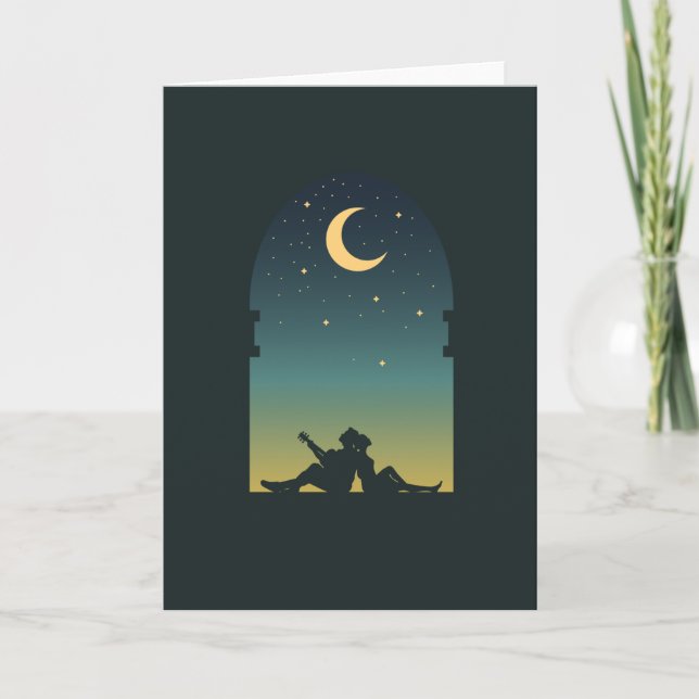Romantic Couple Under The Moon Card (Front)