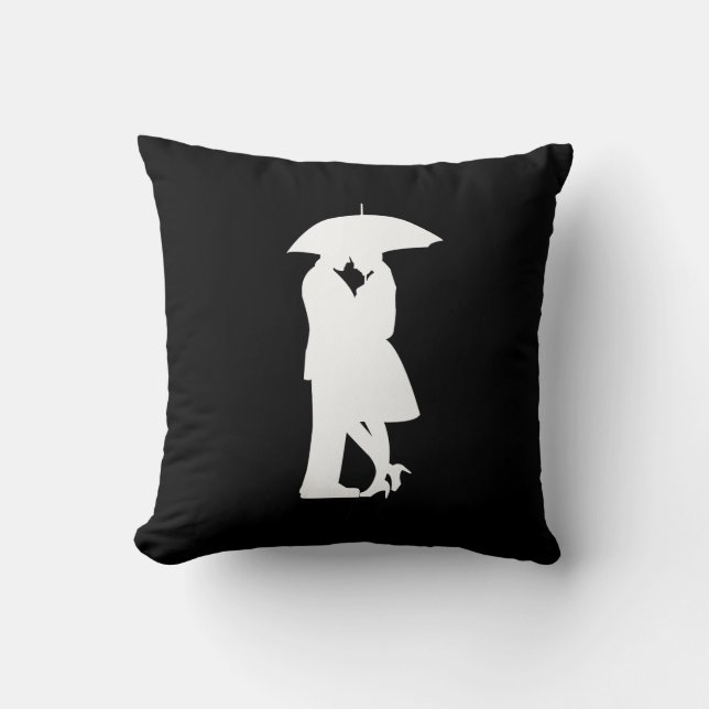Romantic Couple Under Umbrella Pillow (Front)