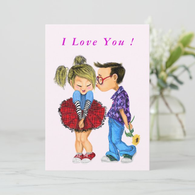  Romantic Couple Valentine's Day Card - I Love You (Standing Front)