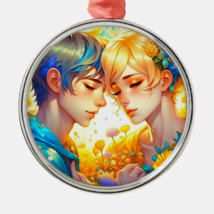 Romantic Couple's Gift   Anime Boy and Girl Metal Tree Decoration