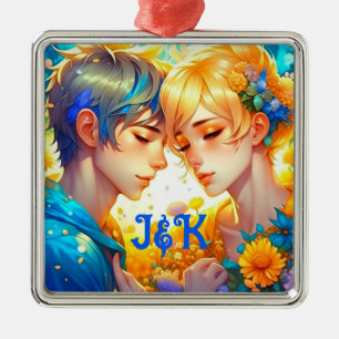 Romantic Couple's Gift   Personalised Anime Metal Tree Decoration