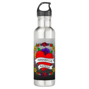 Romantic Couple's Gift   Tattoo Style Art    710 Ml Water Bottle
