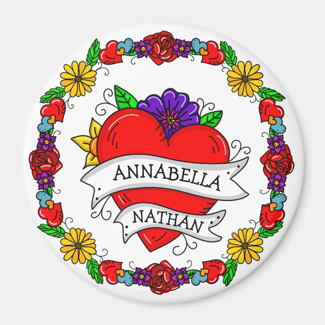 Romantic Couple's Gift | Tattoo Style Art   Magnet (Front)