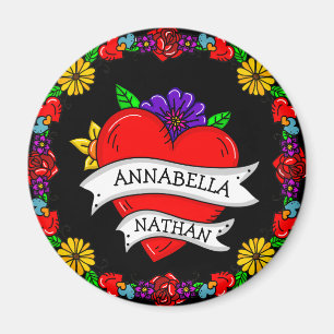 Romantic Couple's Gift   Tattoo Style Art   Magnet