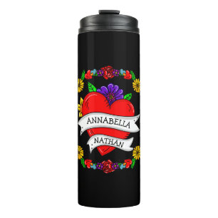 Romantic Couple's Gift Tattoo Style Art Thermal Tumbler