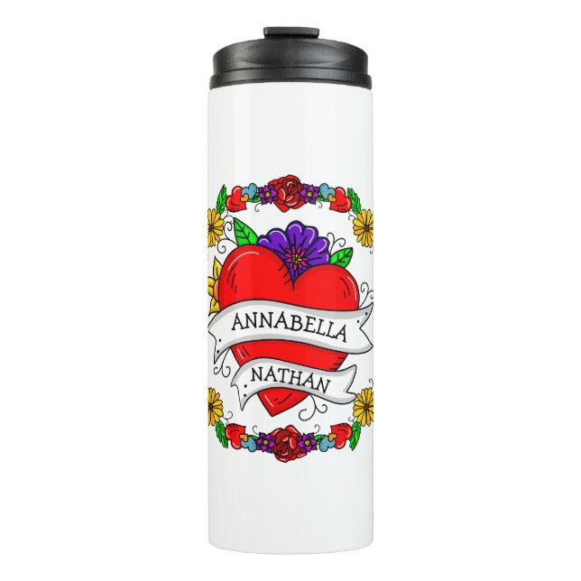Romantic Couple's Gift | Tattoo Style Art    Thermal Tumbler (Front)