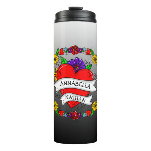 Romantic Couple's Gift Tattoo Style Art Thermal Tumbler