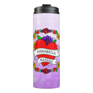 Romantic Couple's Gift Tattoo Style Art Thermal Tumbler