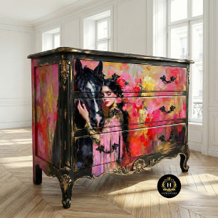 Romantic Cowgirl & Black Horse Decoupage  Tissue Paper