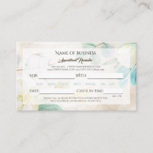 Romantic Cream Floral Elegant Appointment Reminder