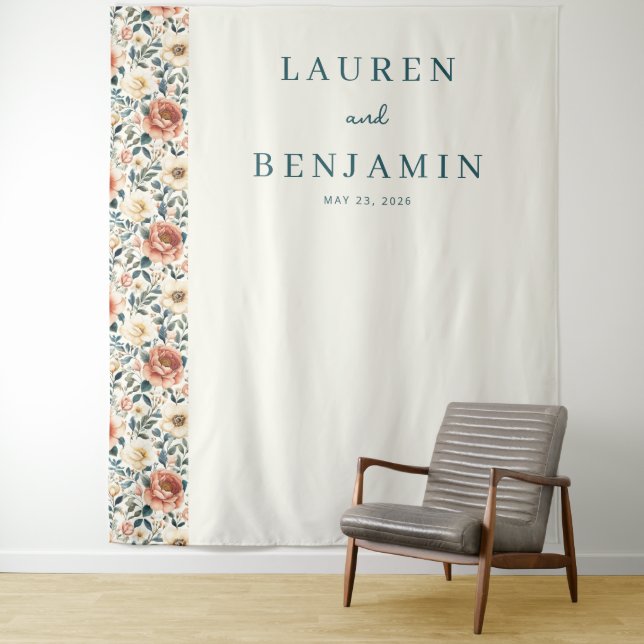 Romantic Cream Floral Tapestry (In Situ)