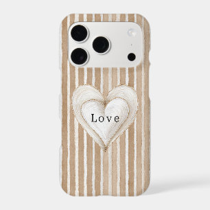 Romantic Cream Heart Brown Stripes Love