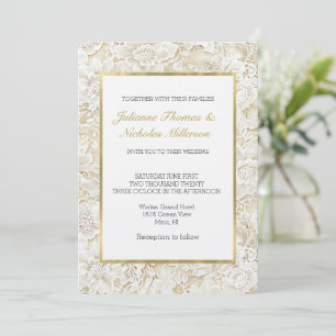 Romantic Cream Ivory Floral Wedding Invitation