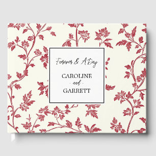 Romantic Cream Red Leaves Wedding Guest Book