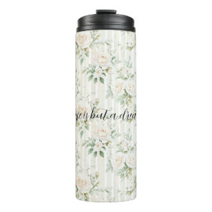 Romantic Cream Roses Floral Thermal Tumbler
