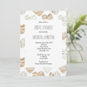 Romantic Cream White Hearts Bridal Shower Invitation