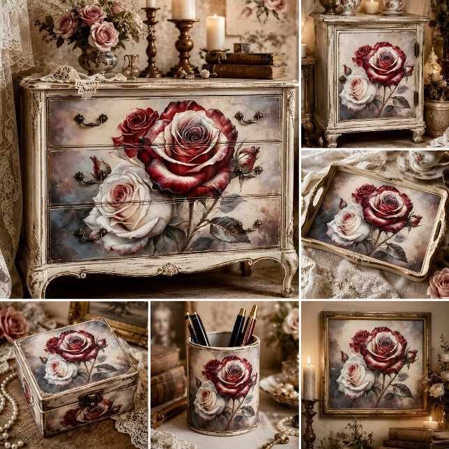 Romantic Crimson Rose Decoupage Tissue Paper (Romantic Crimson Rose Decoupage Tissue Paper)