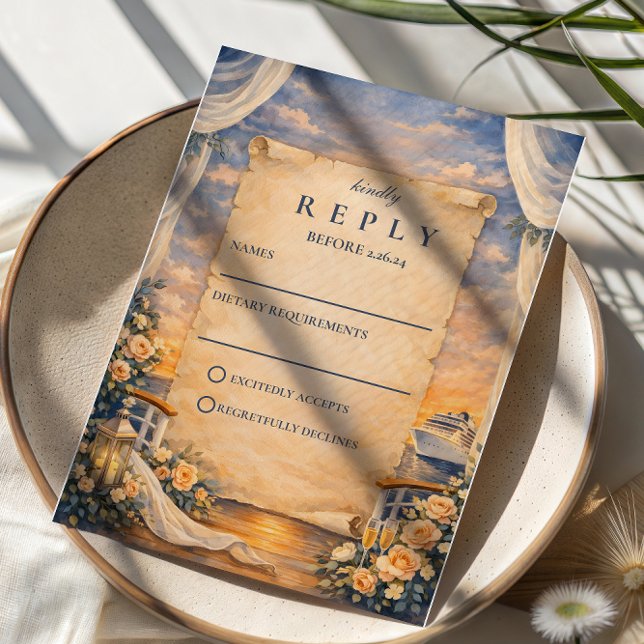 Romantic Cruise Sunset Wedding RSVP Card (Creator Uploaded)