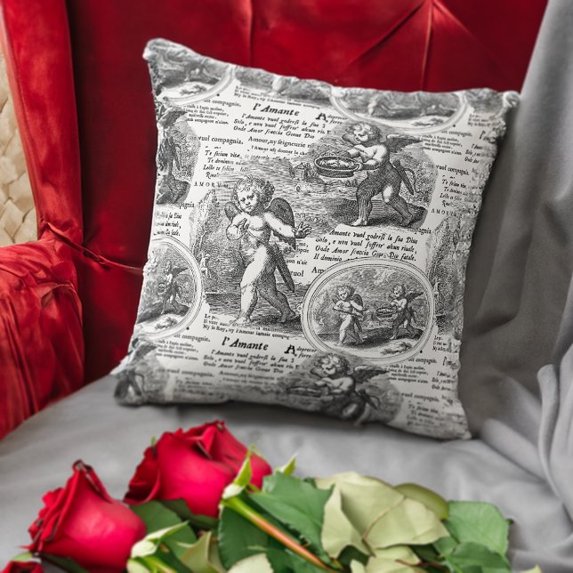 Romantic Cupids in Love Vintage Valentines Day Cushion (Creator Uploaded)