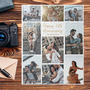 Romantic Custom Anniversary Modern Photo Collage Jigsaw Puzzle