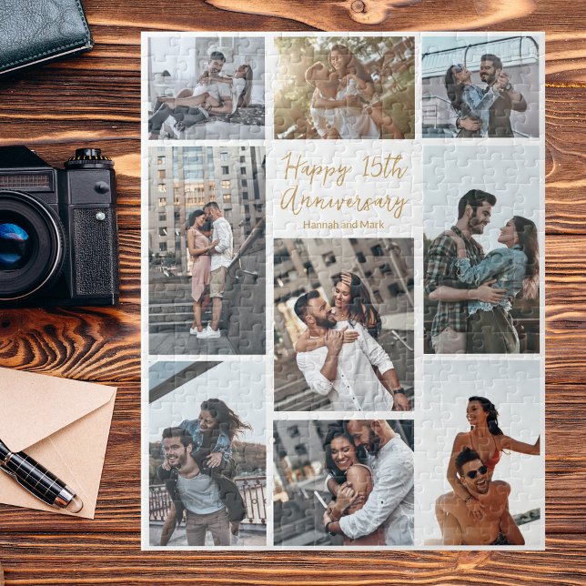 Romantic Custom Anniversary Modern Photo Collage Jigsaw Puzzle (Creator Uploaded)