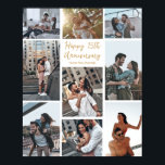 Romantic Custom Anniversary Modern Photo Collage Poster<br><div class="desc">Chic customisable photo collage poster for your husband,  wife,  girlfriend,  or boyfriend on your anniversary. Add 9 of your favourite relationship,  engagement,  or wedding photos and order this print as a romantic gift for your partner. A beautiful personalised gift full of memories.</div>