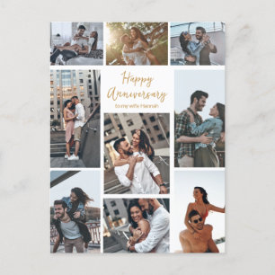 Romantic Custom Anniversary Photo Collage Modern Postcard