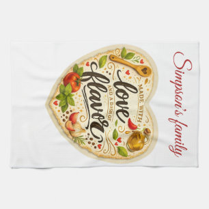 Romantic Custom Family Apron – Cooking with Love   Tea Towel