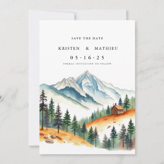 Romantic Custom Mountain Save The Date (Front)