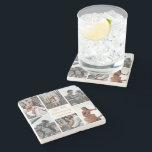 Romantic Custom Photo Collage Anniversary Gift Stone Coaster<br><div class="desc">Chic customisable photo collage anniversary stone coaster for your husband,  wife,  girlfriend,  or boyfriend at your celebration of love. Add 6 of your favourite relationship,  engagement,  or wedding photos and order as a romantic present for your partner. A beautiful personalised gift full of memories.</div>