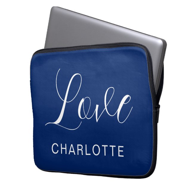 Romantic Custom Script Love Symbol Laptop Sleeve (Front Left)