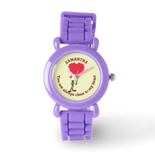 Romantic cute frog and red heart personalised watch