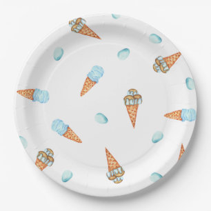 Romantic Cute Ice Cream Birthday Paper Plates