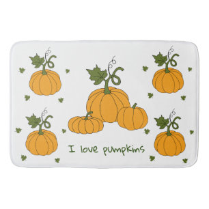 Romantic Cute orange pumpkin harvest   Bath Mat