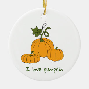 Romantic Cute orange pumpkin harvest Ceramic Tree Decoration