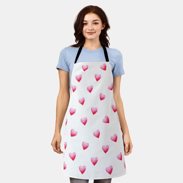 Romantic Cute Red Heart     Apron (Worn)