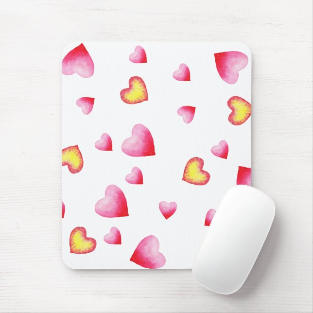 Romantic Cute Red Heart   Mouse Mat (With Mouse)