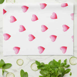Romantic Cute Red Heart Tea Towel