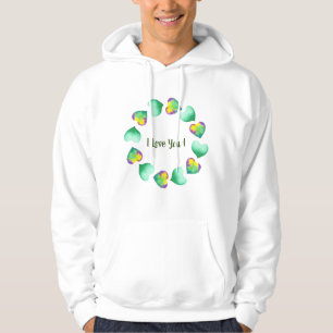 Romantic Cute Watercolor Green Valentine's Day Hoodie