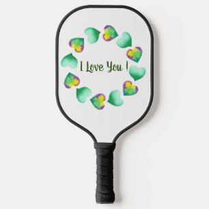 Romantic Cute Watercolor Green Valentine's Day Pickleball Paddle