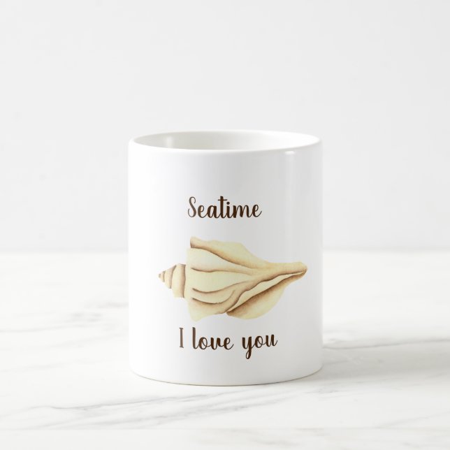 Romantic Cute watercolor Seatime Shell Coffee Mug (Center)