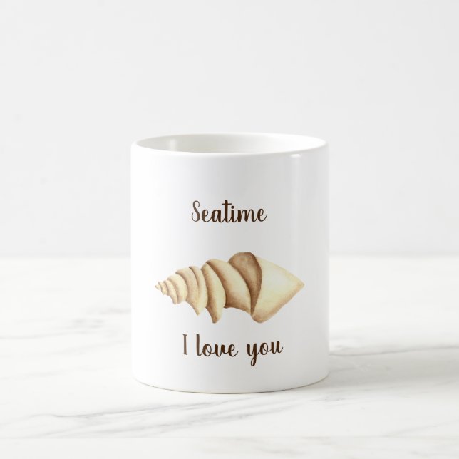 Romantic Cute watercolor Seatime Shell Coffee Mug (Center)