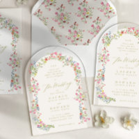 romantic dainty floral arch spring garden wedding